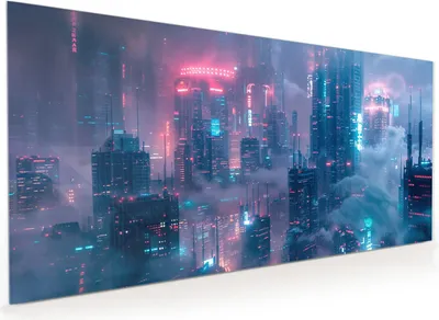 Produktbild von Küchenrückwand Spritzschutz Glas mit Motiv Futuristische Stadt 40 x 40 cm