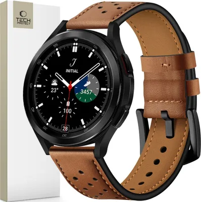 Produktbild von Tech-Protect Leder Samsung Galaxy Watch 4 / 5 / 5 Pro / 6 / 7 / Fe Braun