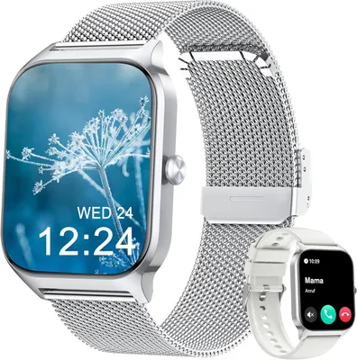 Produktbild von Smartwatch mit Telefonfunktion für Damen Herren Blutdruckmesser, Herzfrequenzmesser, SpO2-Messung, Schlafüberwachung, Menstruationszyklusüberwachung