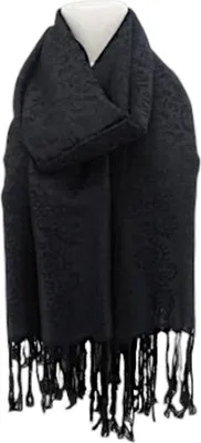 schwarze Fransenschal mit Paisleymuster