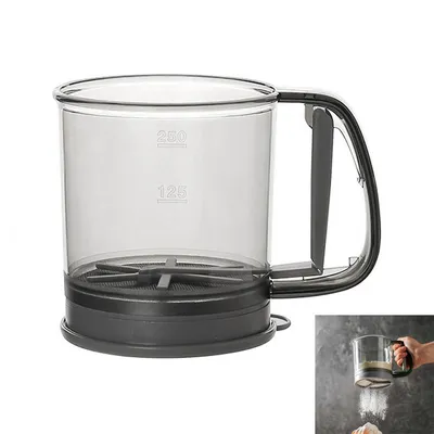 Produktbild von Mehlstreuer zum Backen, manueller Hand-Mehlstreuer mit feinem Sieb, tragbarer Streuer für Mehl, Puderzucker, Kakao, Grau