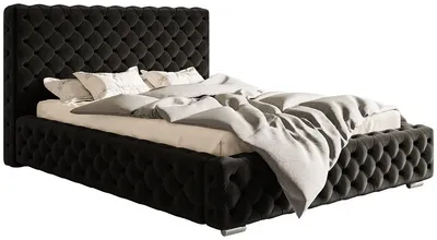 Produktbild von Polsterbett 180x200 cm Adonis - Chesterfield, Glamour - Metall-Lattenrost, Bettkasten - Schwarz (Amor Velvet 4322)