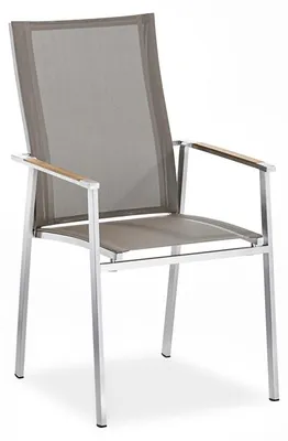 Produktbild von Gartenstuhl Scaleax 57x64 Stoff Taupe Armlehne Teak Gestell Edelstahl Gebürstet