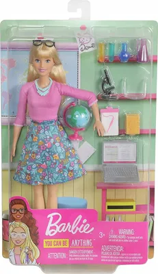 Produktbild von Barbie Lehrerin-Puppe, blond, mit zehn Zubehörteilen für den Unterricht, Geschenk für Kinder im Alter von 3 bis 7 Jahren, Modepuppe, Weiblich, 3 Jahr(e), Junge/Mädchen, 330,2 mm, 120 g