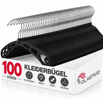 Produktbild von Plastard S38 Erwachsenen-Kleiderbügel 100 Stück -drehbarer Haken, Blusen