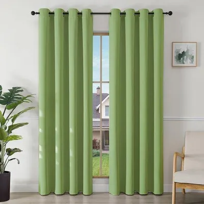 Image de Ibenzoa® - Ensemble de 2 rideaux occultants - Rideaux thermiques de 220 x 140 cm, vert, 100% polyester, avec œillets, pour chambre à coucher et salon