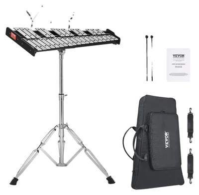 Zdjęcie produktu dla Ksylofon VEVOR glockenspiel z 32 nutami, profesjonalny zestaw instrumentów perkusyjnych z młoteczkami, pałeczkami perkusyjnymi, stojakiem na nuty, regulowanym stojakiem i torbą do przenoszenia dla uczniów i dorosłych