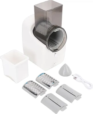 Obrázek produktu pro Elektrický nástroj na sekání zeleniny, s funkcí strouhání sýra a mrkve, dobíjecí, automatický, profesionální kuchyňský přístroj na přípravu salátů, bílá barva