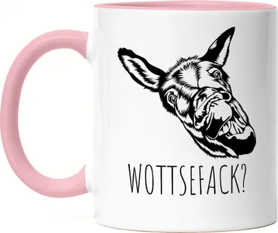 Produktbild von Wottsefack WTF Tasse Rosa Esel Geschenk Humor Büro Mitarbeiter Chef Kollegen