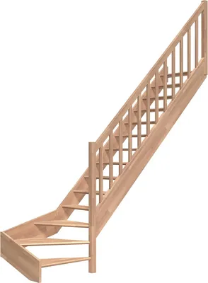 Produktbild von Dolle Raumspartreppe Paris ohne Setzstufen Buche versiegelt Treppenlauf 1/4 gewendelt unten rechts Rechteckstäbe