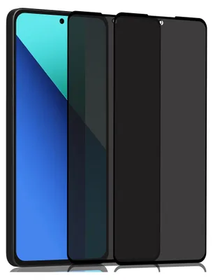 Three smartphone screen protectors are displayed in a row against a black background.
