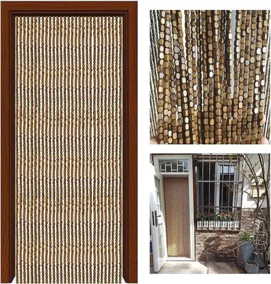 Image de Rideau de porte en bois, dimensions personnalisables, 90 x 120 cm, décoration d'intérieur