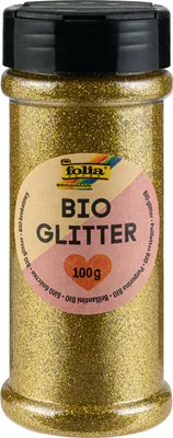 Produktbild von folia Glitzer aus Biokunststoff Gold 100g mit praktischem Streuaufsatz