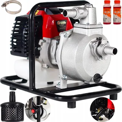 Produktbild von Benzin Wasserpumpe 5,2 PS Gartenpumpe 2-Takt Motorpumpe 1'' Teichpumpe Pumpe Öl