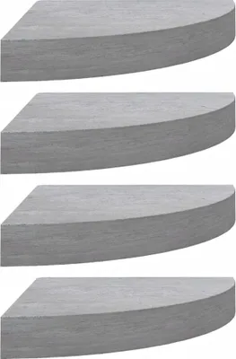 Obrázok produktu pre vidaXL Rohové plávajúce police 4 ks. Betónová sivá 25x25x3,8 cm MDF