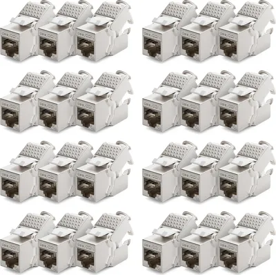 Produktbild von deleyCON 24x Keystone Modul CAT 6a Jack - Vollgeschirmt STP RJ45 Buchse Werkzeugfrei Dank Snap-In Montage CAT Rohkabel 500Mhz 10GBit/s