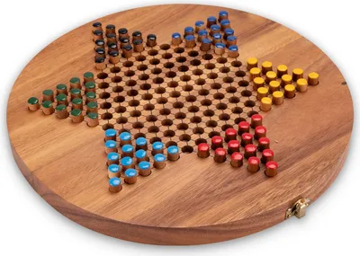 Produktbild von Halma Gr. XL für 2 bis 6 Spieler mit Metallverschluss - Spielfeld 31 cm rund - 6 x 15 Spielstecker