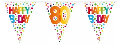 Produktbild von Bunte Happy Birthday Wimpelgirlande zum 80. Geburtstag 10m