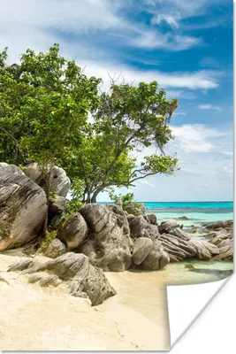 Produktbild von MuchoWow® Poster Strand - Steine - Meer - Sommer 120x180 cm - Kunstposter