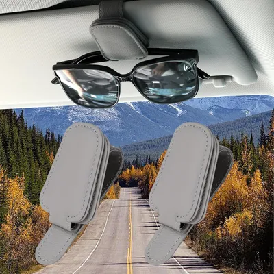 Productafbeelding van TIESOME, 2 stuks zonnebrilhouder voor auto, magnetische lederen zonnebrilhouderclip voor zonneklep, autozonnebrilhouder, auto-accessoire