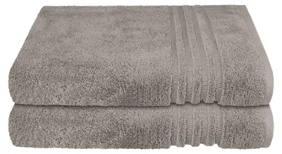Produktbild von SCHIESSER Duschtuchset Milano | Einfarbig | 2-teilig | 100% Baumwolle | Weich & Saugstark | 70x140 cm | Hellgrau