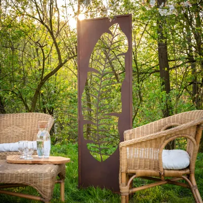 Obrázok produktu pre Kovová zástena na ochranu súkromia - 160 cm x 50 cm - nerezová oceľ - zástena na ochranu súkromia do záhrady - prvok zásteny na ochranu súkromia - zástena na ochranu súkromia - záhradná dekorácia - hrdzavý plot