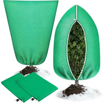 Obrázok produktu pre Zimná ochrana pre rastliny, 70 g/m², 80 x 120 cm, vetruodolná, netkaná textília, ochrana proti mrazu, otvor a zips, pre palmy a olivovníky