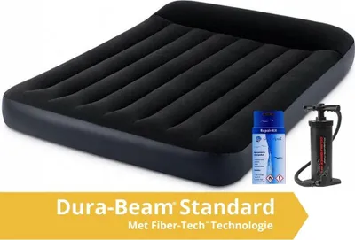 Produktbild von Intex Pillow Rest Classic - Luftmatratze - Zweifler - Mit Reparaturset und eingebaute Pumpe - 191x137x25 PVC - Dunkelblau