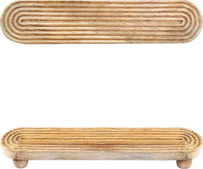 Produktbild von Marrakesch Kerzentablett Cailin aus Holz oval 45cm | Dekotablett Handgefertigt im Scandi Boho Stil | Serviertablett für Kerzen Pflanzen saisonale Dekoration | Wohnaccessoire & Tischdeko aus Massivholz