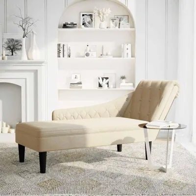 Produktbild von vidaXL Chaiselongue mit Kissen und Rechter Armlehne Creme Stoff