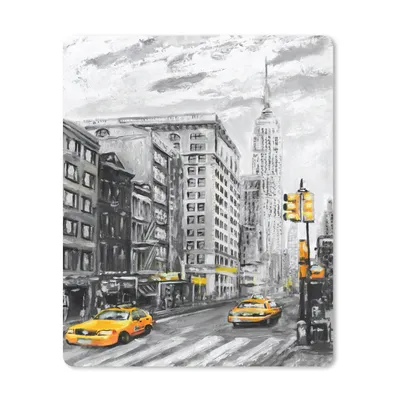 Produktbild von MuchoWow® Mauspad Mousepad Malerei - Stadt - Auto - Gelb 30x40 cm - Mousepads - Maus Mat - Pad - Mausunterlage - Mausmatten