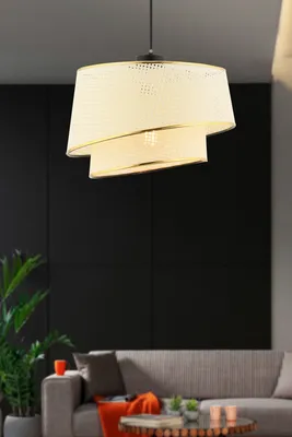 Produktbild von Opviq, Barette Hazeran - White, Gold, Kronleuchter, Weiß, METALLKÖRPER, 32 x 32 x 65 cm