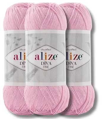 Zdjęcie produktu dla Alize 3x 100g Diva Fine, wełna, kolor jednolity, do szydełkowania i robienia na drutach (185)