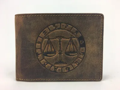 Produktbild von Waage Sternzeichen Lederbörse Brieftasche braun Lederbörse Sternzeichenbörse