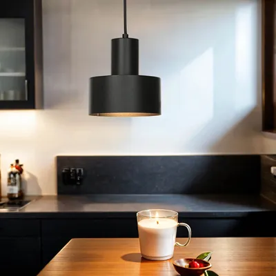 Produktbild von Hängeleuchte Schwarz Metall Ø 15 cm E27 verstellbar Retro Hängelampe Esszimmer Küche