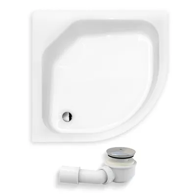 Zdjęcie produktu dla Brodzik Prysznicowy Półokrągły 80x80x28,5 Akrylowy, Gładki | w zestawie - Syfon, odpływ ⌀50 mm + nogi (stelaż) | BADLAND DIPER II