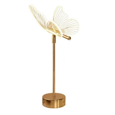 Produktbild von Schmetterling-Tischlampe, dreifarbige Lampe, 3-stufig dimmbar, für Nachttisch, Wohnzimmer oder Schlafzimmer, goldfarben