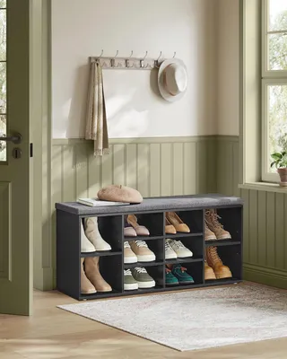 Produktbild von Schuhbank - Schuhregal mit Stauraum - Mit gepolsterter Sitzfläche - Für Flur/Eingang - Schwarz