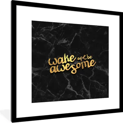 Produktbild von MuchoWow® Gerahmtes Poster Zitat - Cool - Gold - Marmor 40x40 cm - Poster mit Schwarzem Bilderrahmen Wandposter Rahmen Foto Bilder - Poster - Plakat im Rahmen