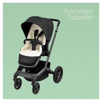 Produktbild von Kuscheliger 2-in-1 Fußsack, geeignet für alle Kinderwagen, auch als Sitzpolster nutzbar, Schwarz