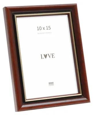 Holz-Fotolijst 10x15 cm, braun/gold, zum Hinstellen oder Aufhängen