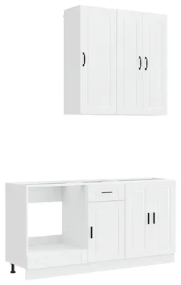 Immagine prodotto di Set cucina PORTO, 5 pezzi, in legno impiallacciato bianco lucido