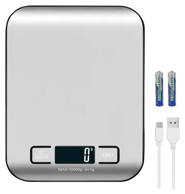Produktbild von Digitale Küchenwaage, 10 kg, 1 Gramm Genauigkeit, mit LCD-Anzeige und Tara-Funktion, geeignet zum Backen und Kochen in der Küche.