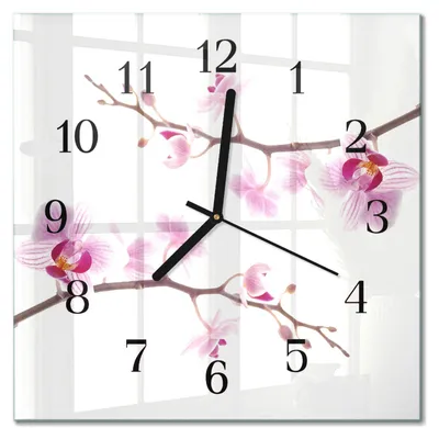Produktbild von Tulup Glasuhr Wanduhr Küchenuhr Echt-Glas 30x30 cm Modern Dekorativ Geräuschlos Schwarzen Zeigern - Orchidee