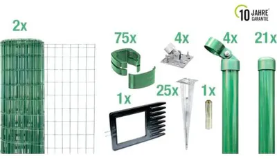 Zdjęcie produktu dla Alberts 669201 Fix-Clip Pro jako kompletny zestaw ogrodzeniowy, z gniazdem gruntowym, zielony, wysokość 122 cm, długość 50 m