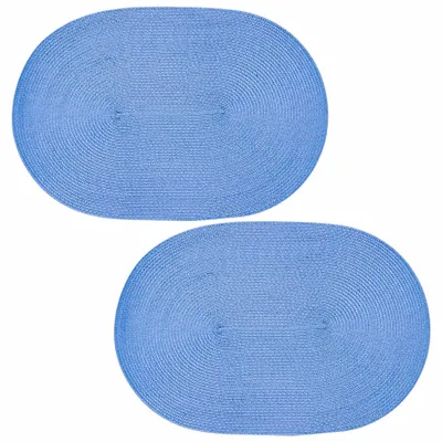 Produktbild von Platzset 2er Set Bleu oval ca. 45x30 cm Platzdeckchen Tischset geflochtene Optik