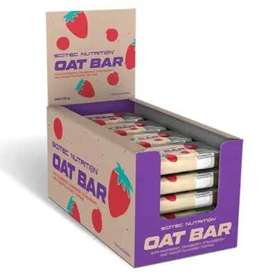Image de Barres énergétiques - Scitec Nutrition - Oat Bar (20x70g) - Saveur Raspberry Cranberry Strawberry Yogurt