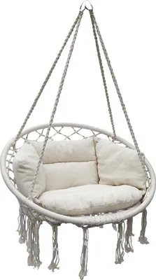 Produktbild von Storchennest Schaukelsessel mit Rückenlehne Ecru 80cm + Kissen