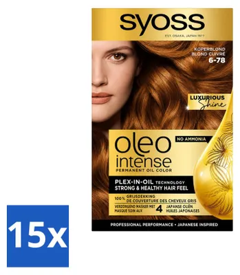 Zdjęcie produktu dla 15 sztuk farby do włosów SYOSS Oleo Intense 6-78, miedziany blond - zestaw ekonomiczny