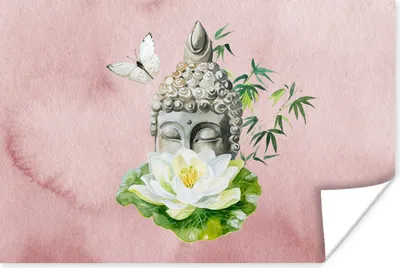 Produktbild von MuchoWow® Poster Buddha - Blume - Rosa 60x40 cm - Schlafzimmerdekoration